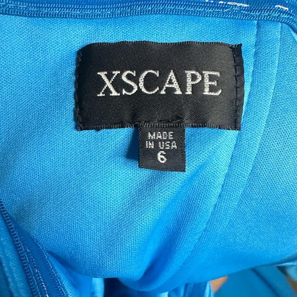 XSCAPE Formal Dress Off-The-Shoulder Ruffled-Sleeve Gown, Turquoise Blue, Size 6 - Picture 6 of 7